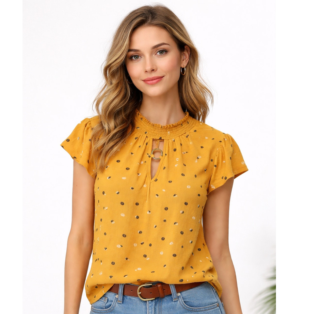Adrienne Vittadini Large Ruffle Sleeve Top